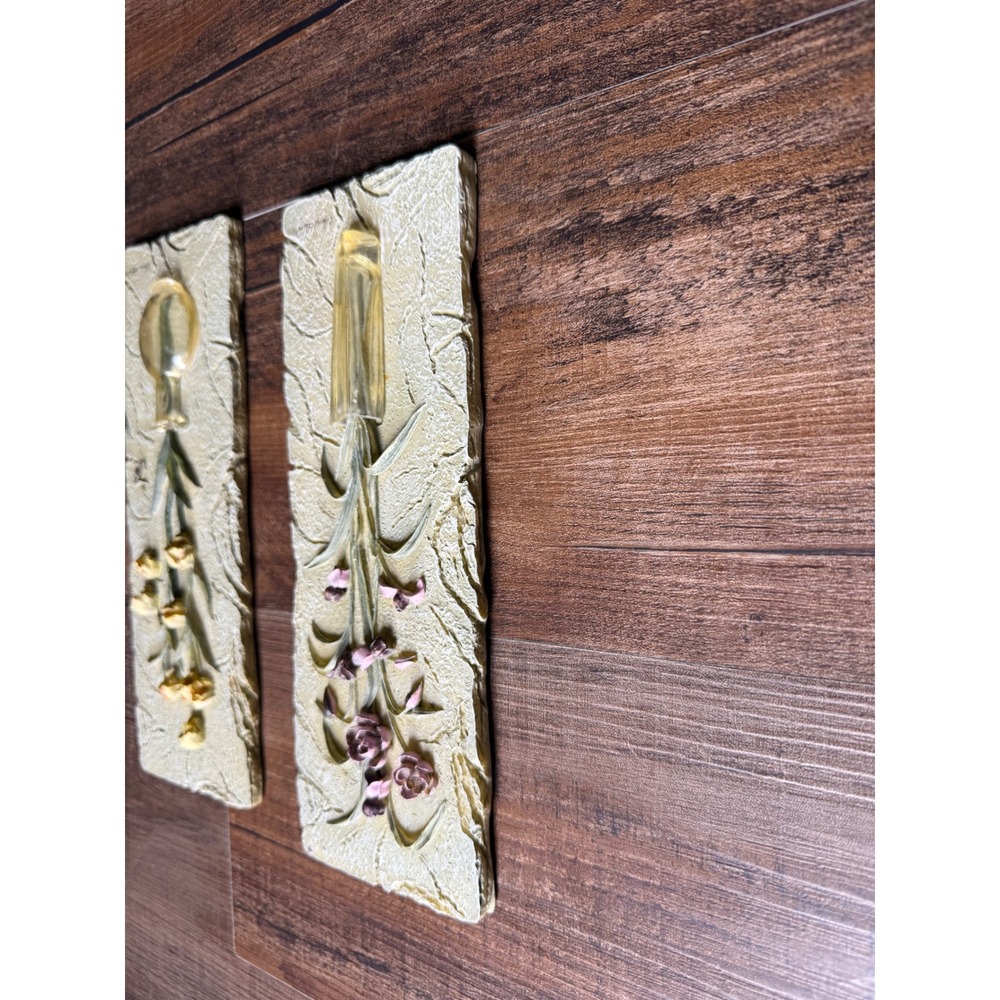 Cheri Blum Vintage Floral Wall Plaques Set of 2 3D Resin Botanical Art - Picture 4 of 16